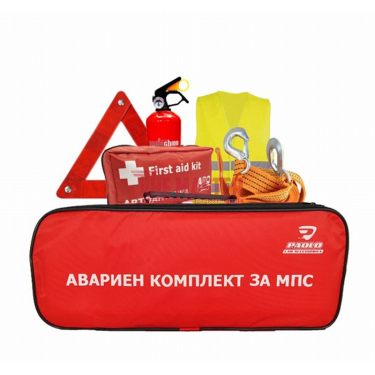 АВАРИЕН КОМПЛЕКТ ЗА МПС ПО БДС – ВЪЖЕ, АПТЕЧКА И ОСНОВНО ОБОРУДВАНЕ ЗА ПЪТНА БЕЗОПАСНОСТ