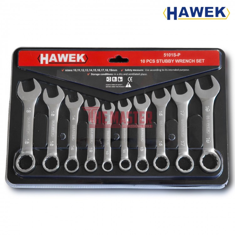 КОМПЛЕКТ КЪСИ ЗВЕЗДОГАЕЧНИ КЛЮЧОВЕ 10-19 ММ HAWEK