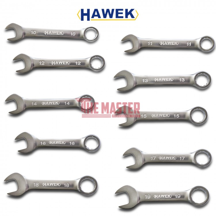 КОМПЛЕКТ КЪСИ ЗВЕЗДОГАЕЧНИ КЛЮЧОВЕ 10-19 ММ HAWEK