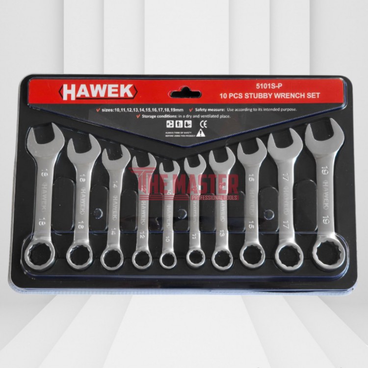 КОМПЛЕКТ КЪСИ ЗВЕЗДОГАЕЧНИ КЛЮЧОВЕ 10-19 ММ HAWEK