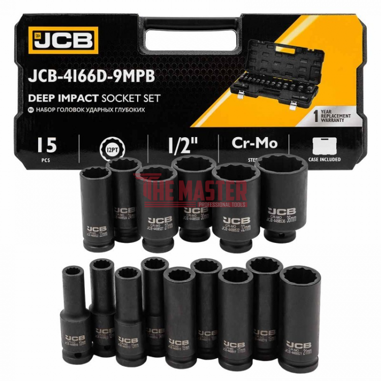 ДЪЛБОКИ УДАРНИ ВЛОЖКИ JCB 4166D-9MPB – 15 ЧАСТИ (10-36ММ)