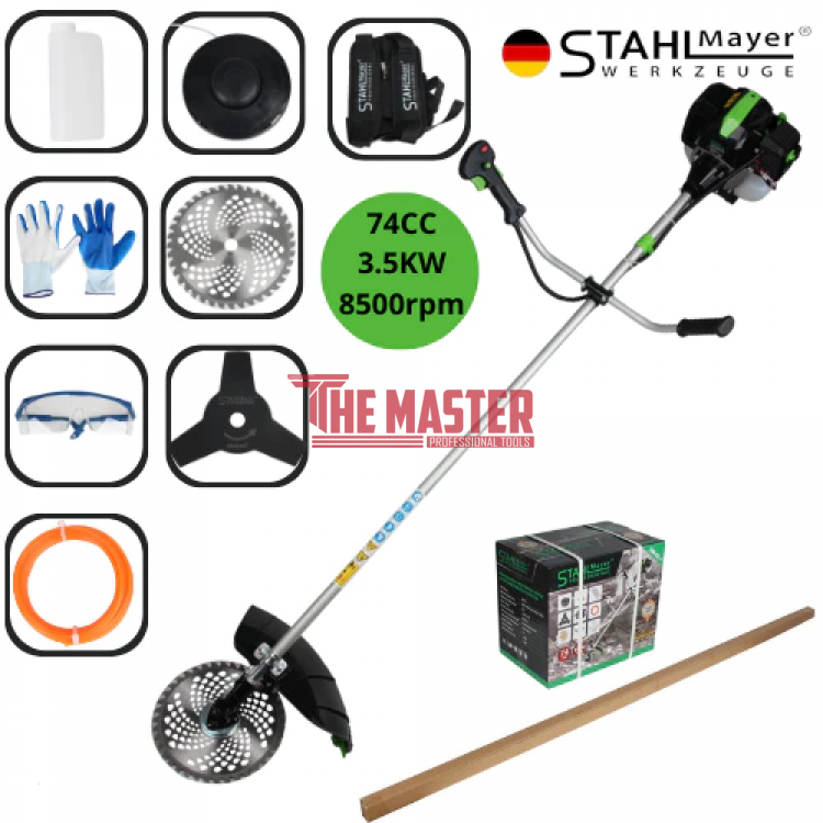 КОМПЛЕКТ: БЕНЗИНОВ ТРИМЕР STAHLMAYER PRO 74cc + БЕНЗИНОВА РЕЗАЧКА 68cc