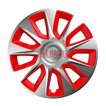 ТАСОВЕ ЗА ДЖАНТИ 16" VERSACO STRATOS SILVER / RED – КОМПЛЕКТ 4 БРОЯ