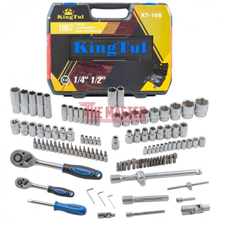 ГЕДОРЕ КОМПЛЕКТ 108 ЧАСТИ 1/4'' 1/2'' KINGTUL