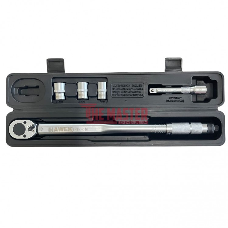 ДИНАМОМЕТРИЧЕН КЛЮЧ 1/2" 28-210Nm + ВЛОЖКИ И УДЪЛЖЕНИЕ HAWEK