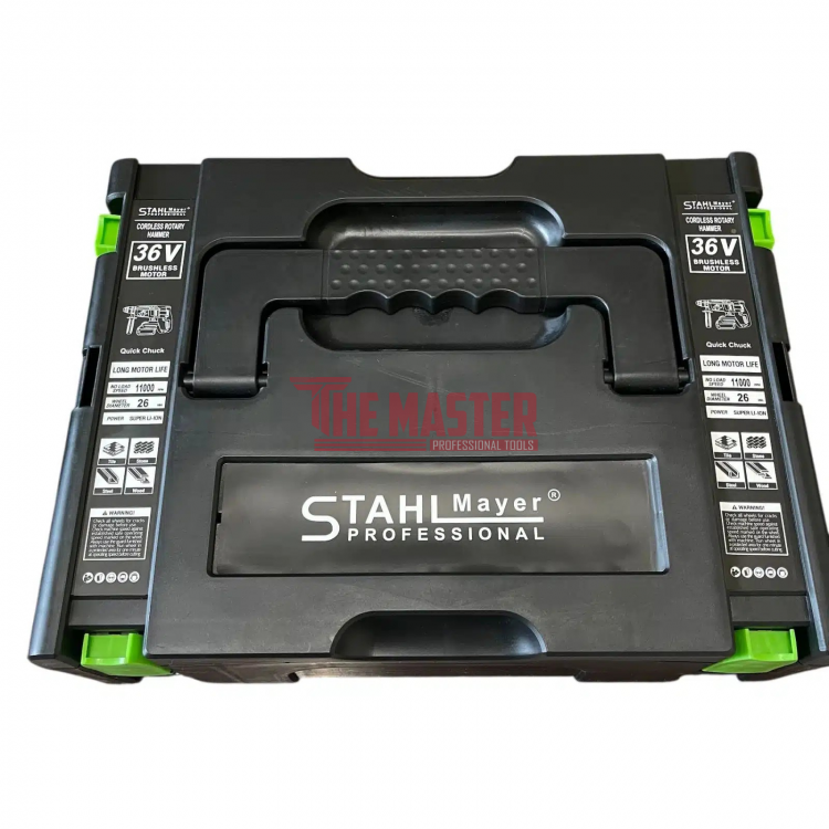 АКУМУЛАТОРЕН БЕЗЧЕТКОВ ПЕРФОРАТОР 36V 10Ah С 2 ПАТРОННИКА – StahlMayer Black XR