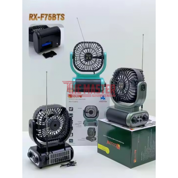 GOLON RX-F75BTS – МУЛТИФУНКЦИОНАЛНО FM РАДИО С BLUETOOTH, ВЕНТИЛАТОР И СОЛАРНО ЗАРЕЖДАНЕ