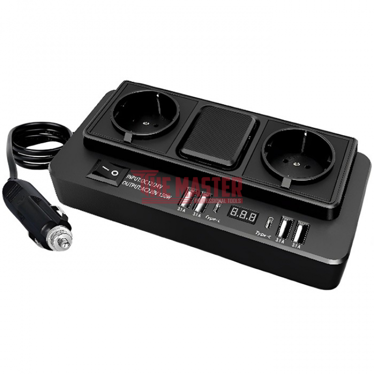 ПРЕОБРАЗУВАТЕЛ НА НАПРЕЖЕНИЕ 12V/24V КЪМ 220V – 200W С USB, TYPE-C И ДИГИТАЛЕН ДИСПЛЕЙ