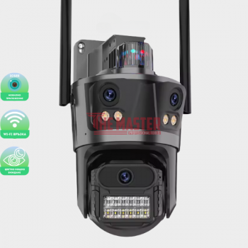 ТРОЙНА ВЪНШНА WIFI КАМЕРА P12 – 36MP, ICSEE, ТЪМНО СИВА