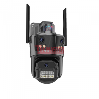 ТРОЙНА ВЪНШНА WIFI КАМЕРА P12 – 36MP, ICSEE, ТЪМНО СИВА