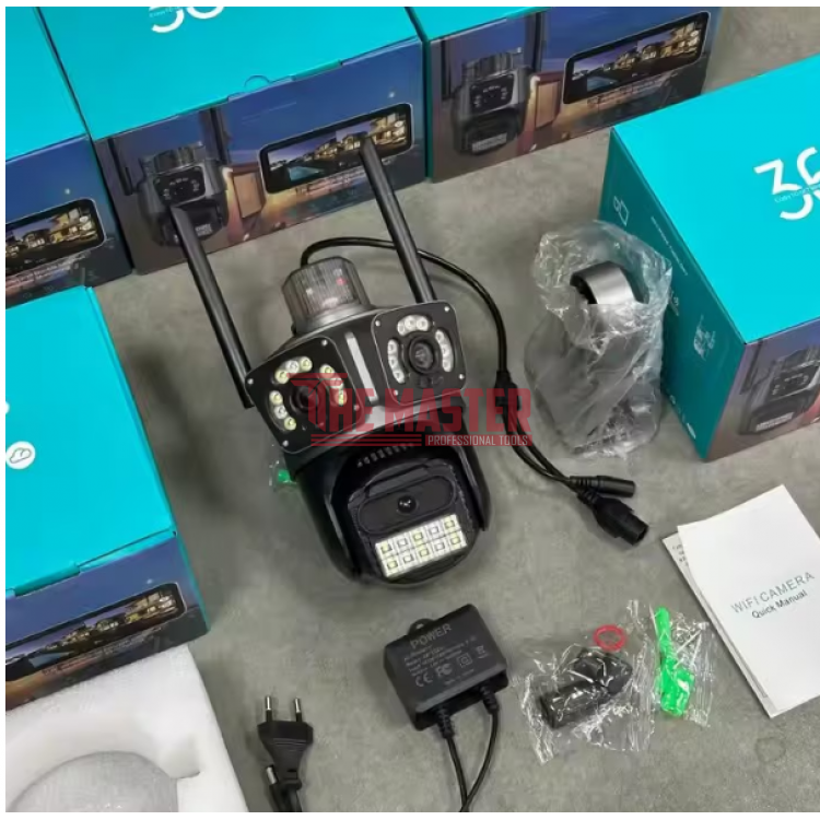 ТРОЙНА ВЪНШНА WIFI КАМЕРА С АЛАРМА P21 – 36MP, ICSEE + КАРТА ПАМЕТ 64GB