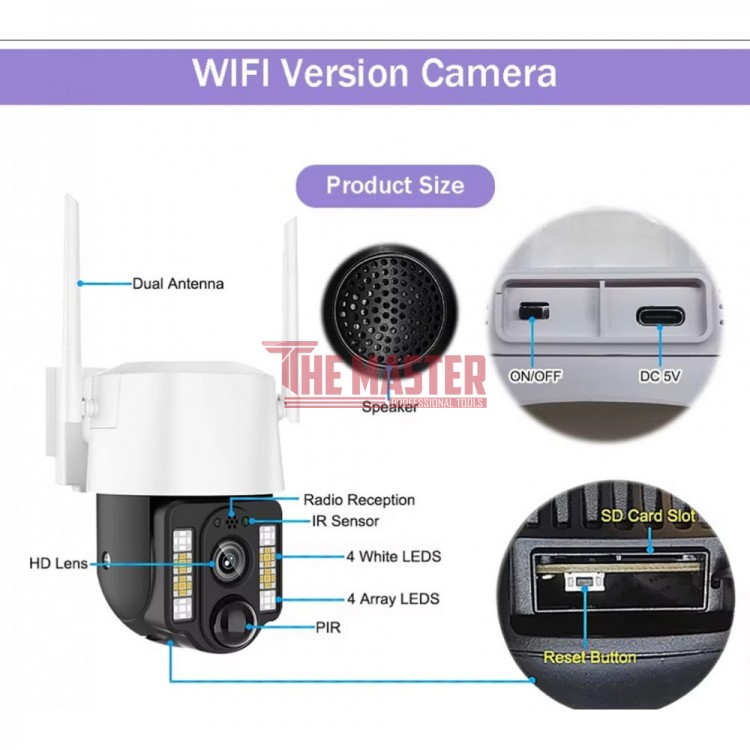 СОЛАРНА IP WIFI КАМЕРА HY-D011S – 10MP, 360°, НОЩНО ВИЖДАНЕ, ДВУПОСОЧНО АУДИО