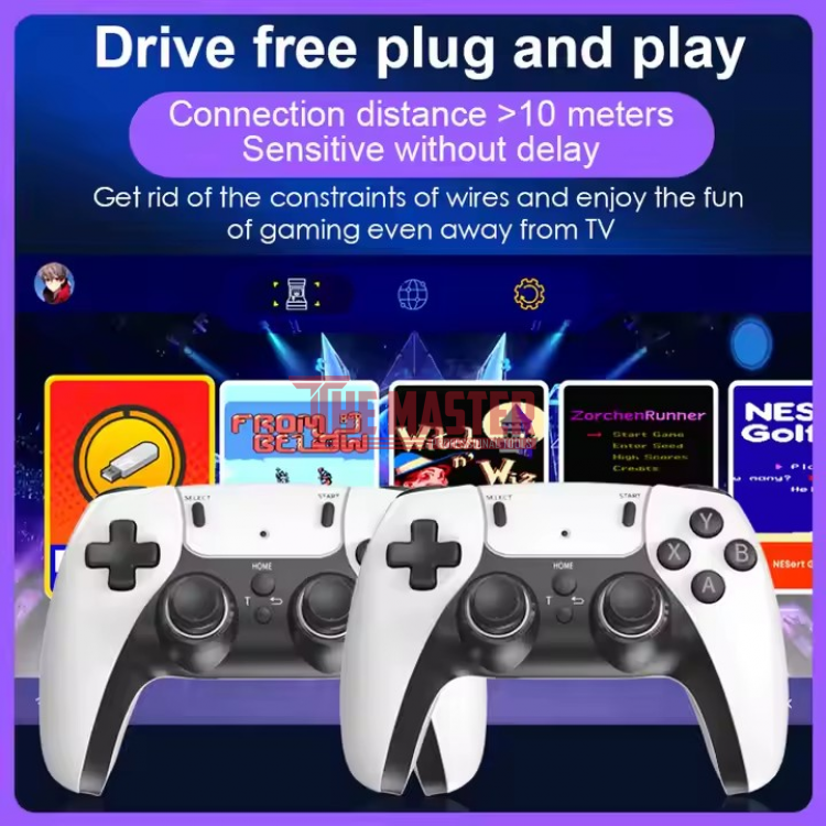 БЕЗЖИЧНА РЕТРО КОНЗОЛА HY01 2024 GAME STICK – 20 000 ИГРИ, 2X КОНТРОЛЕРИ