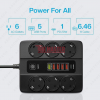 УНИВЕРСАЛЕН РАЗКЛОНИТЕЛ С 6 ГНЕЗДА, 5 USB ПОРТА + 1 TYPE-C, QC3.0, 3000W