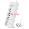 РАЗКЛОНИТЕЛ СЪС ЗАЩИТА 4 ГНЕЗДА + 2 USB + 2 TYPE-C FAST CHARGE