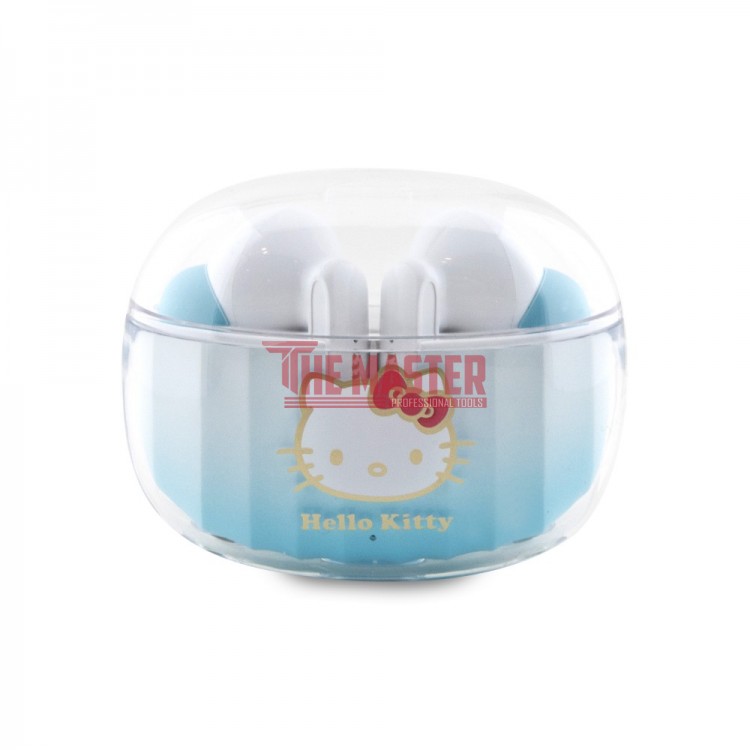 БЕЗЖИЧНИ СЛУШАЛКИ HELLO KITTY TWS С ГРАДИЕНТНО ЕЛЕКТРОПЛАТУИРАНО ЛОГО – GRADIENT BLUE