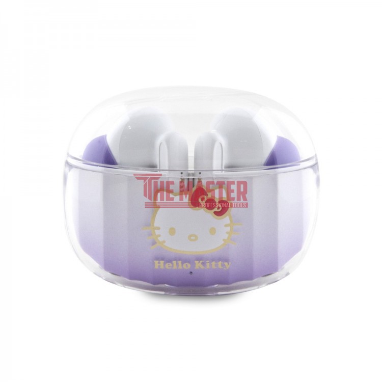 БЕЗЖИЧНИ TWS СЛУШАЛКИ HELLO KITTY С ГРАДИЕНТНО ЕЛЕКТРОПЛАТУИРАНО ЛОГО – PURPLE