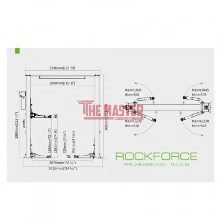 ДВУКОЛОНЕН ЕЛЕКТРОХИДРАВЛИЧЕН ПОДЕМНИК С ГОРНА СИНХРОНИЗАЦИЯ 4 ТОНА – ROCKFORCE