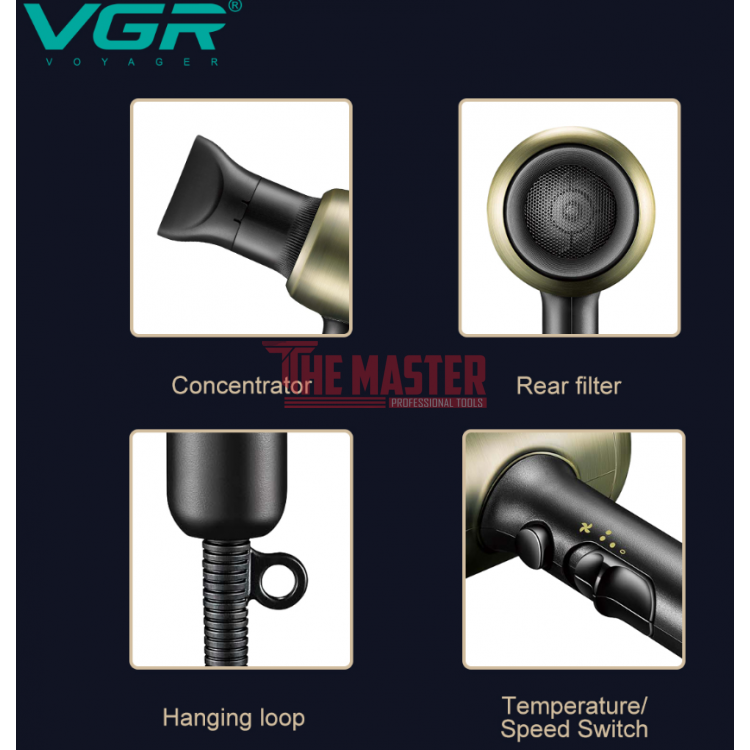 ПРОФЕСИОНАЛЕН СЕШОАР VGR V-453 – 1800–2200 W, ЗЛАТЕН