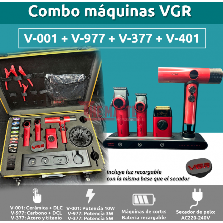 PREMIUM BARBER КОМБО VGR – ПЪЛЕН ПРОФЕСИОНАЛЕН КОМПЛЕКТ ЗА БАРБЕРИ И ФРИЗЬОРИ