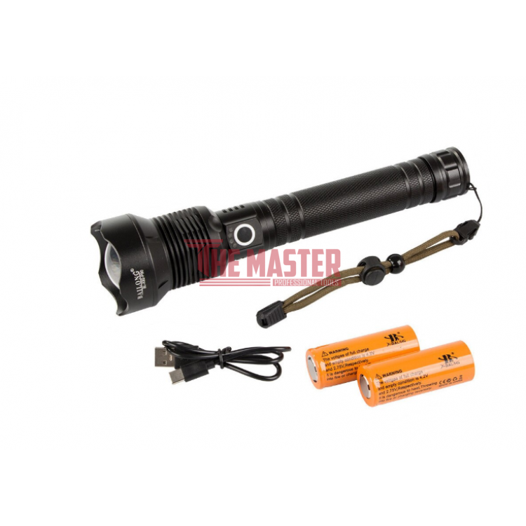 МОЩЕН ТАКТИЧЕСКИ LED ФЕНЕР XHP90 – P90 USB ПРОЖЕКТОР