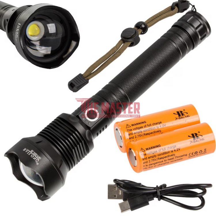 МОЩЕН ТАКТИЧЕСКИ LED ФЕНЕР XHP90 – P90 USB ПРОЖЕКТОР