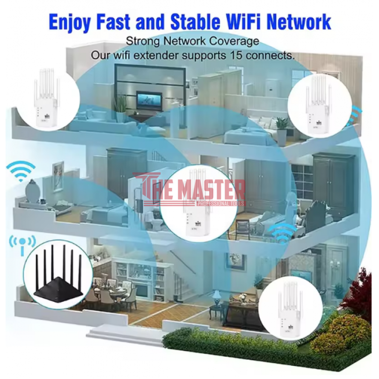 WIFI УСИЛВАТЕЛ 1200 Mbps – ДВУЛЕНТОВ РЕПИТЪР С 6 АНТЕНИ (2.4GHz / 5GHz)