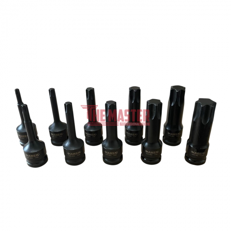 КОМПЛЕКТ УДАРНИ ТОРКС БИТОВЕ 1/2″ – 10 ЧАСТИ HAWEK