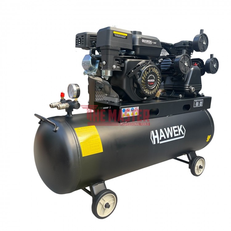 БЕНЗИНОВ КОМПРЕСОР ЗА ВЪЗДУХ 100 ЛИТРА 7.5 HP HAWEK HW-3028 – МОЩНОСТ БЕЗ ЕЛЕКТРИЧЕСТВО