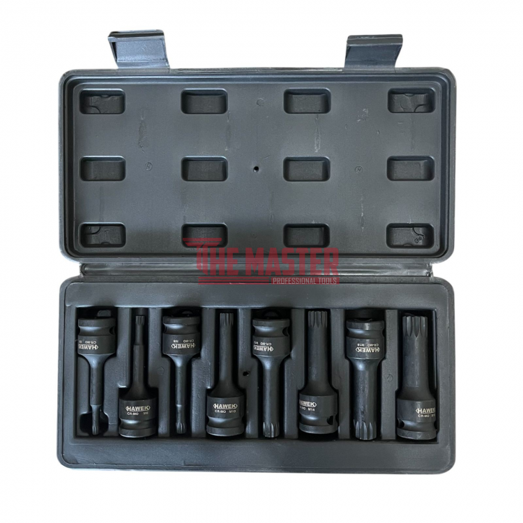 КОМПЛЕКТ УДАРНИ БИТОВЕ 1/2” – SPLINE, 8 ЧАСТИ HAWEK
