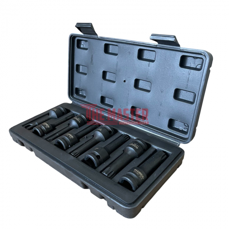 КОМПЛЕКТ УДАРНИ БИТОВЕ 1/2” – SPLINE, 8 ЧАСТИ HAWEK