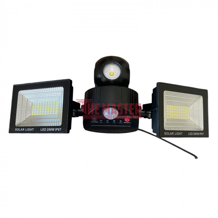 ТРОЙНА СОЛАРНА LED ЛАМПА 200W С ДАТЧИК ЗА ДВИЖЕНИЕ И ДИСТАНЦИОННО