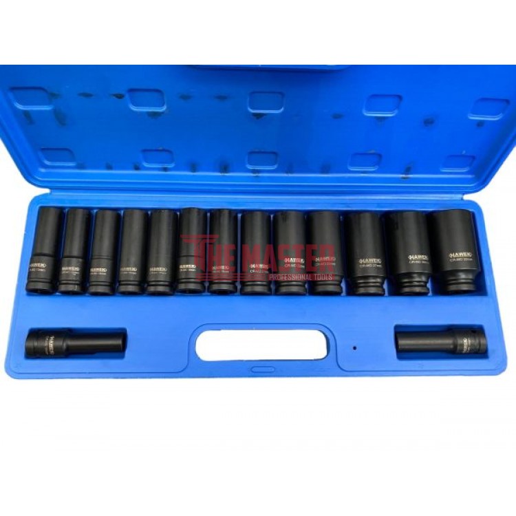 УДАРНИ ВЛОЖКИ 1/2″ УДЪЛЖЕНИ (10 – 32 ММ) 15 ЧАСТИ HAWEK