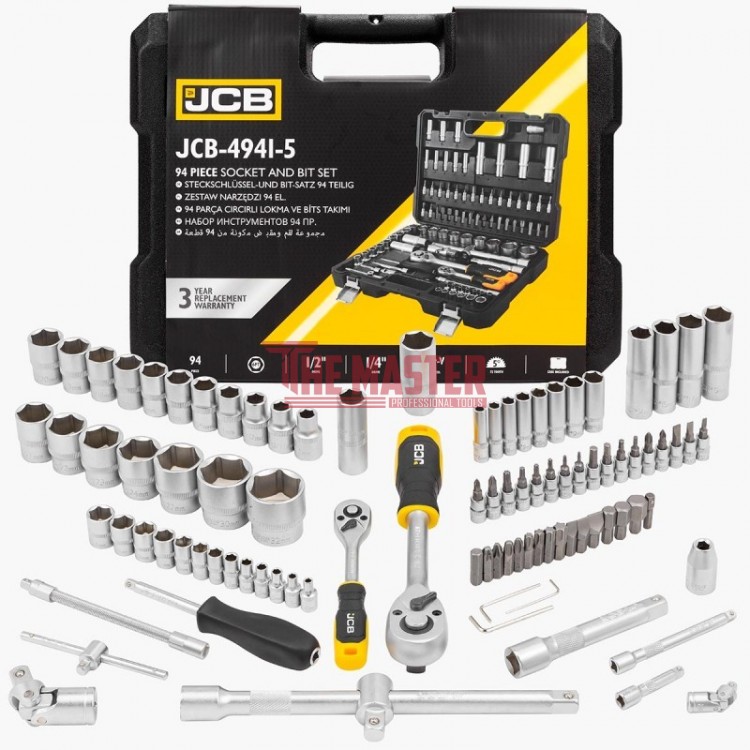 Комплект Гедоре JCB - 94 части, 1/2 и 1/4