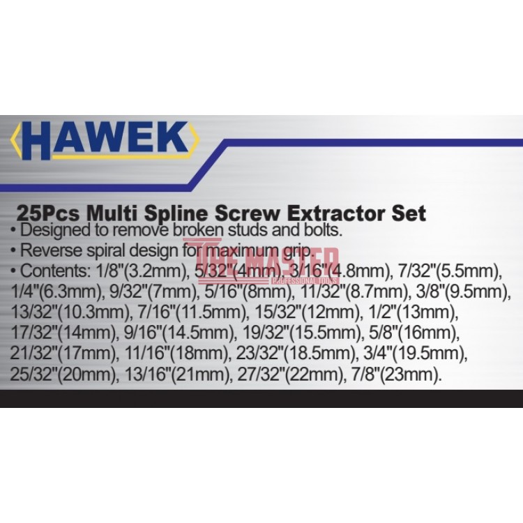 КОМПЛЕКТ ЕКСТРАКТОРИ 25 ЧАСТИ HAWEK