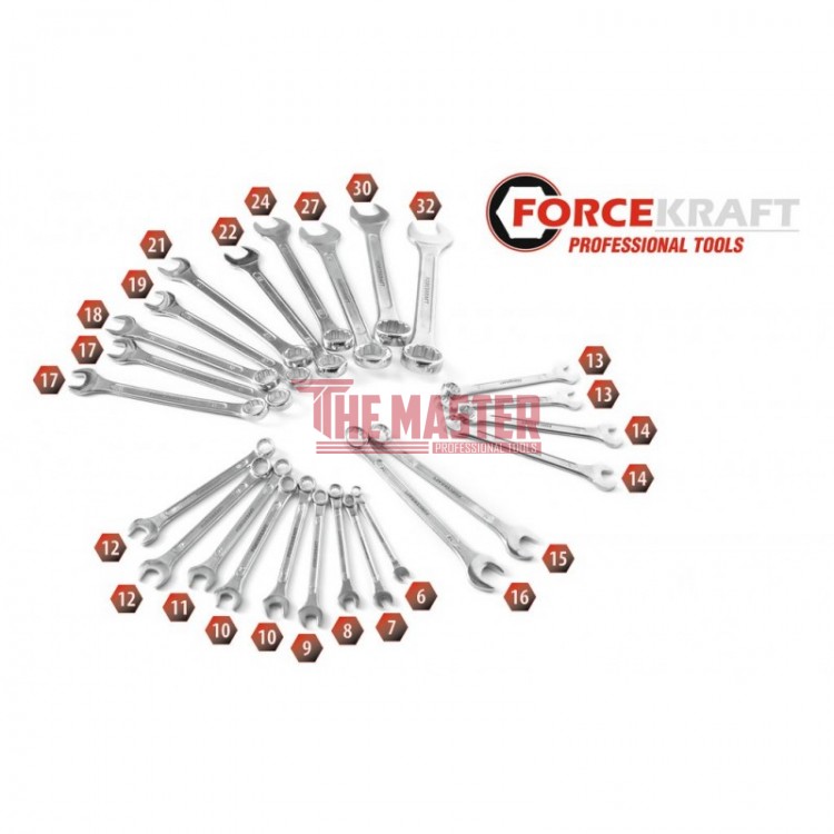 Ключове звездогаечни на стойка 6-32 мм к-т 25бр. ForceKfraft